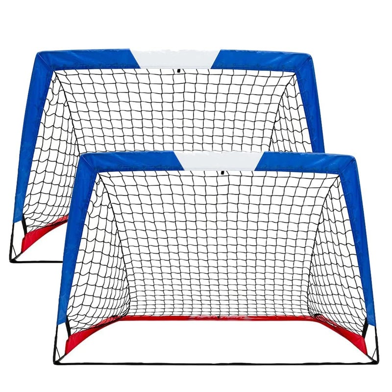 L RUNNZER Kids Soccer Goal, Pop Up Soccer Goal Net for Backyard, Set of 2 with Portable Carrying Case - Image 1